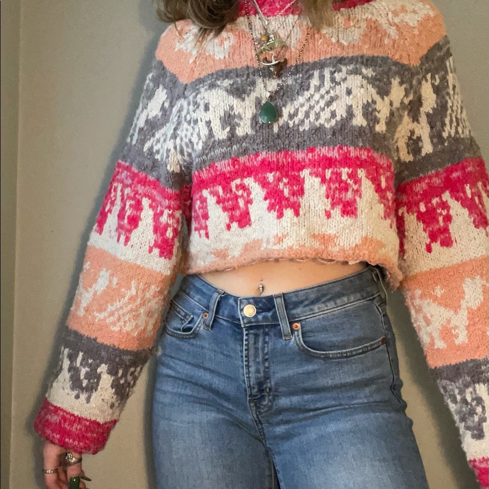 Super cute and colorful cropped sweater from Urban Outfitters